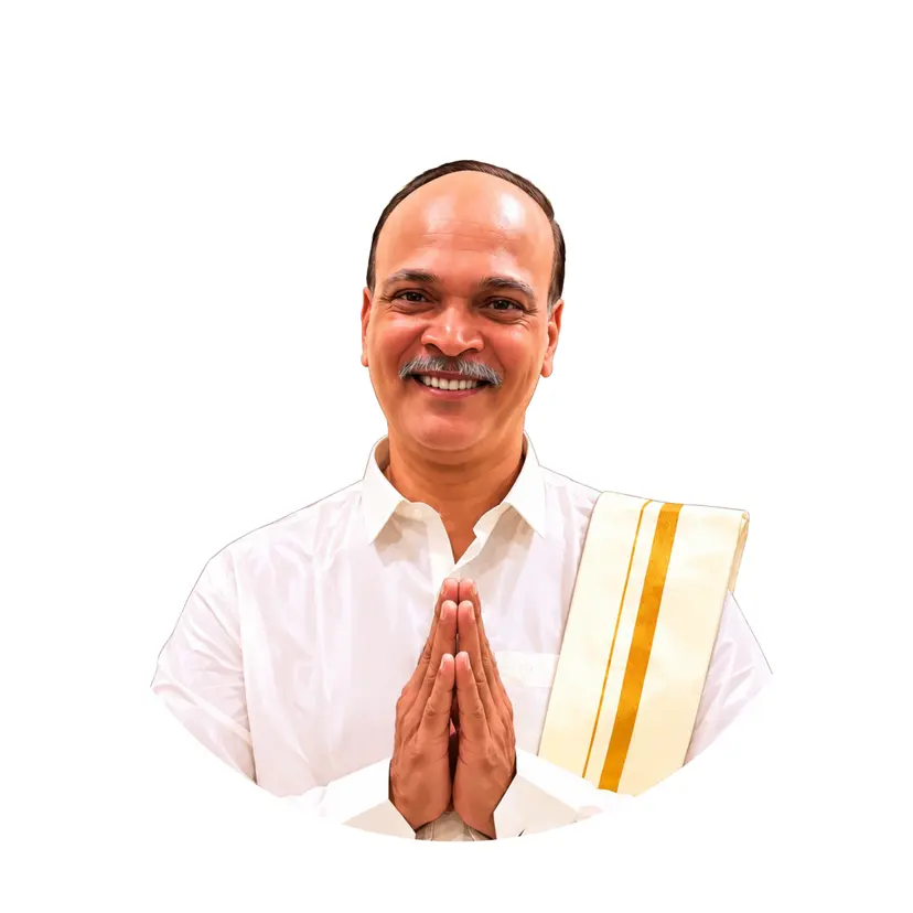 The owner of Chitti Idli greeting guests with folded hands